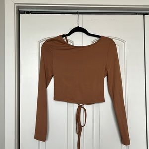 Long sleeve open back SHEIN crop top